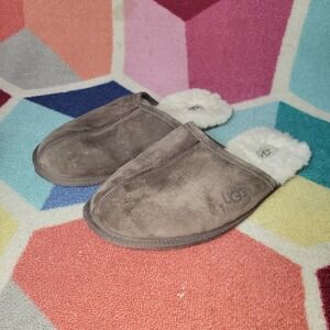 UGG Australia Scuff Suede Sheepskin Slippers Grey Mens House‎ Shoes Size 13